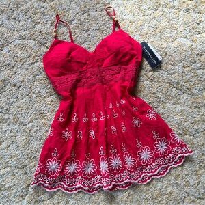 Boho Red Eyelet Tank Top